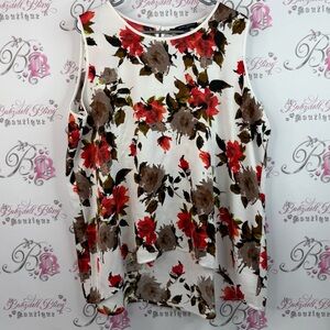 Mario Serrani Italy assured, flowers Floral Tank Top - Red, Brown, Cream